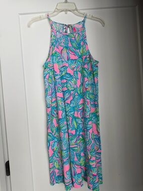 Lilly Pulitzer Pink & Blue Tropical Halter Dress